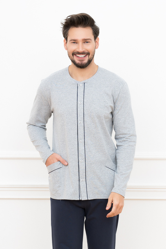 Piżama Męska długi rękaw, długie spodnie Alcest Italian Fashion - granatowy