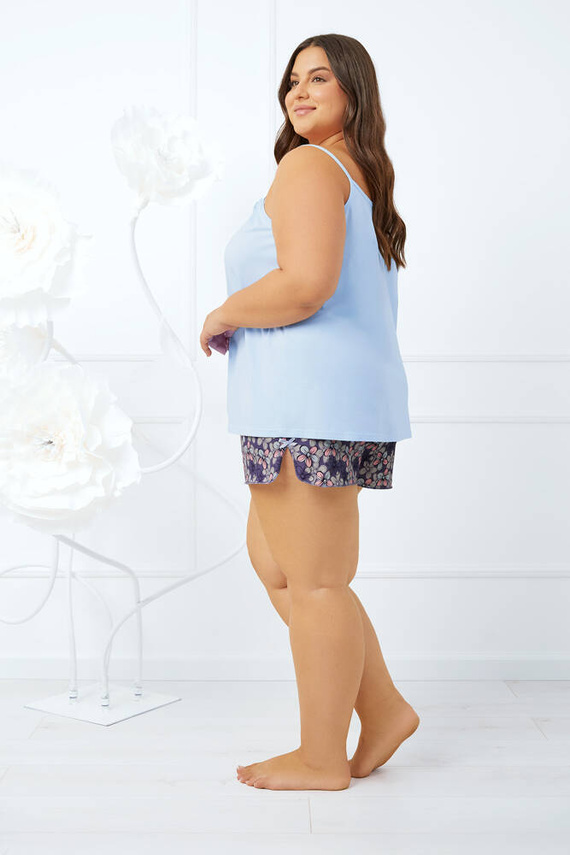 Piżama Damska wąskie ramiączko, spodenki Gonesa Italian Fashion - niebieski/druk