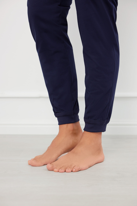 Piżama Męska długi rękaw, długie spodnie Greg talian Fashion - melanż/granatowy