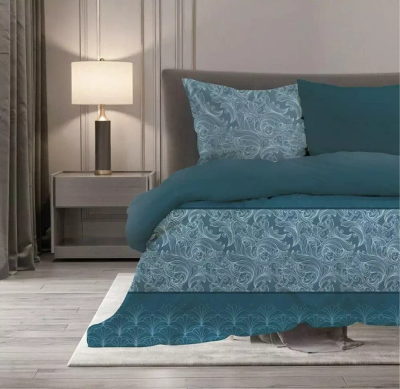 Pościel satynowa Elegant 012 ornamenty Faro turkusowy