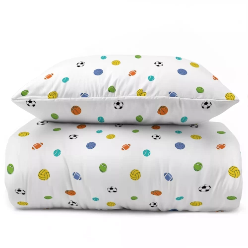 Pościel dziecięca bawełniana 5442 A Sportowy Sen Detexpol biały 