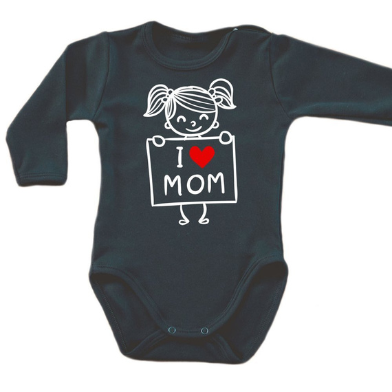 "I LOVE MOM"  body długi rękaw Moocha czarny