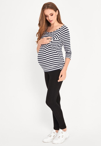 Bluzka ciążowa i do karmienia piersią 3/4 rękaw Cool Mama paski