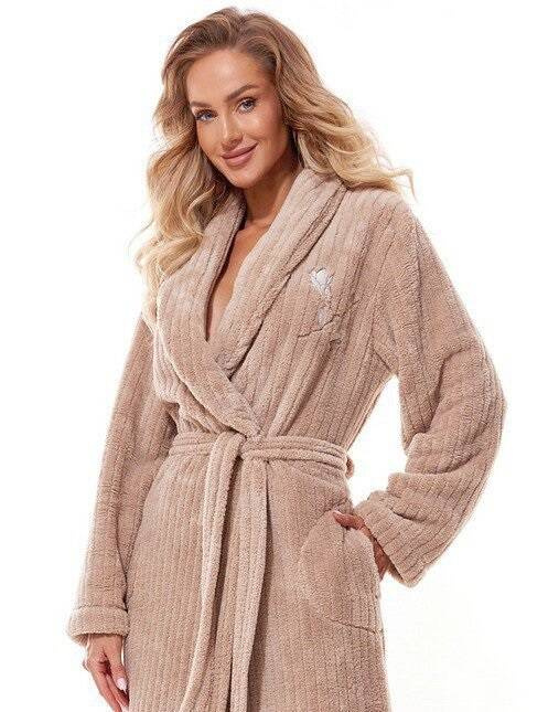 Długi Szlafrok Damski 2323 monique L&L -beżowy