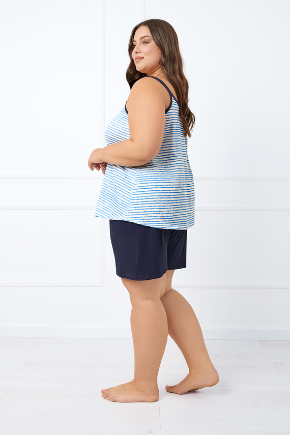 Piżama Damska ramiączko, krótkie spodnie Flota Italian Fashion - druk niebieski/granatowy