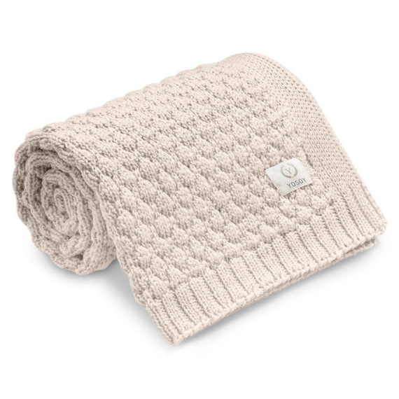 Yosoy Bubbles cappuccino  – koc dziecięcy z wełny merino, miękki, oddychający, dwustronny