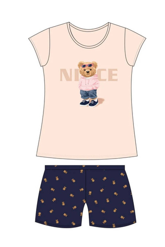 Piżama dziewczęca 787/107 788/107 Nice Cornette brzoskwiniowy 