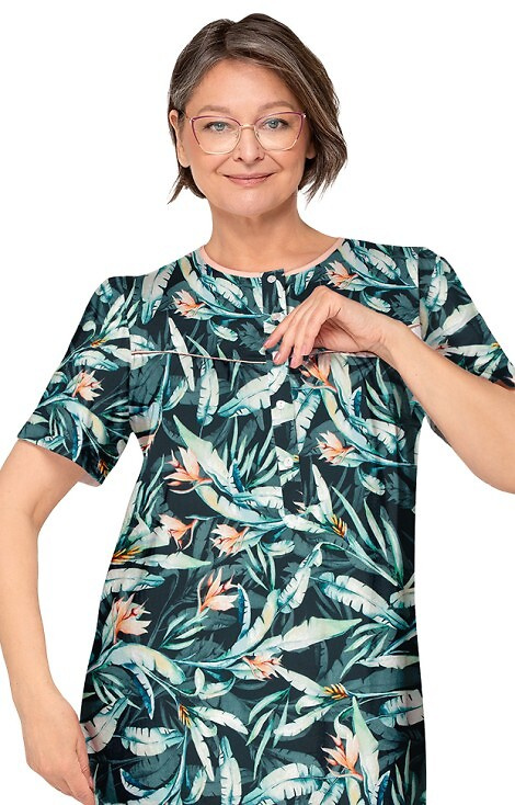 Martel Bogna I 203 – koszula nocna bawełniana damska, na guziki-30 niebiesko-różowa