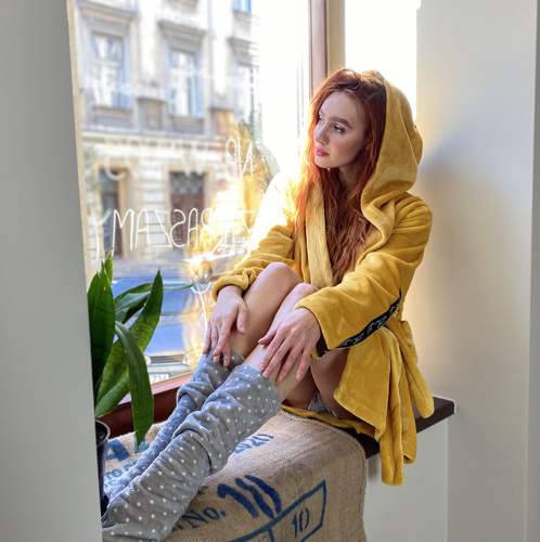 Krótki Szlafrok damski 626 Abigail Forex - miodowy