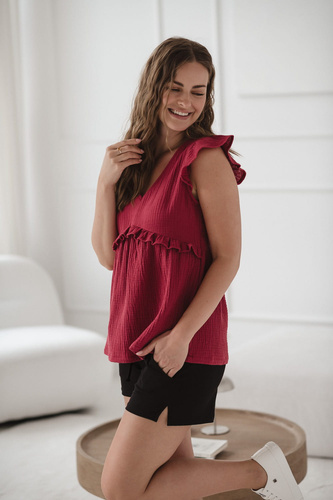 Bluzka ciążowa i do karmienia Milky Butterfly z bawełny Milk&Love malinowy