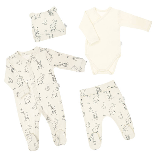 4800 02 Animals Komplet wyprawkowy 4-częściowy nadruk Nicol - ecru