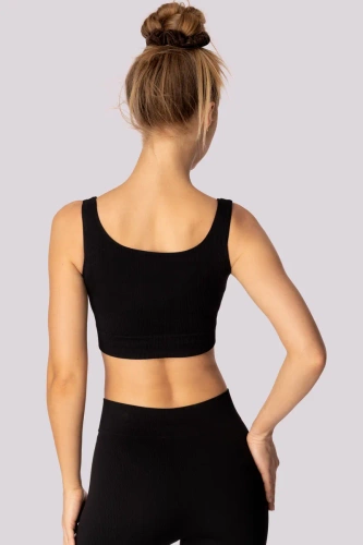 Top biustonosz sportowy Ribbed prążek Mona czarny