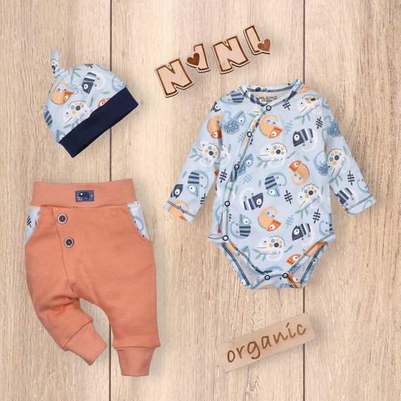 Czapka niemowlęca z bawełny organicznej Kameleon Nini druk