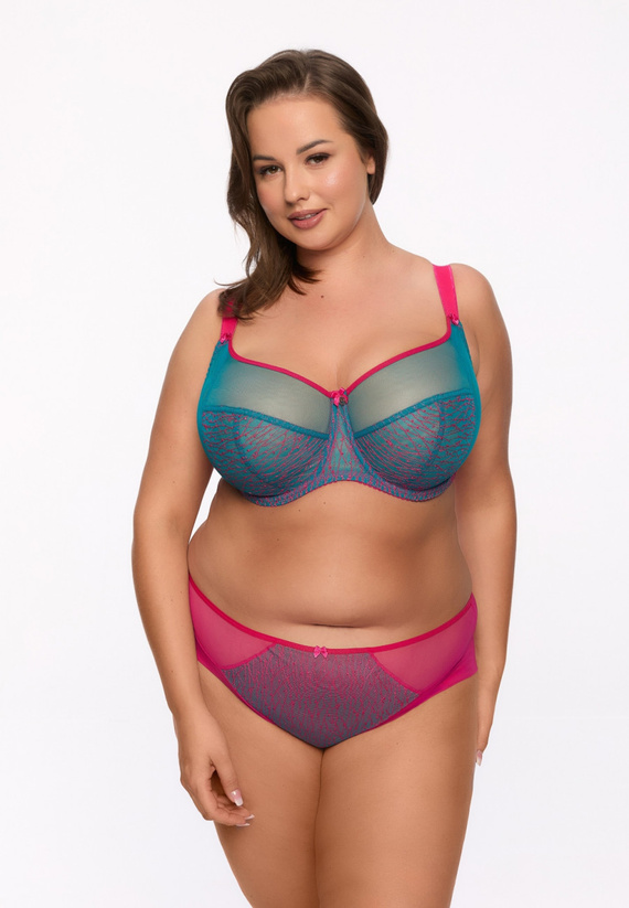 Gaia Biustonosz soft Cintia MAXI 1294 – fuksja-turkusowy, haft, tiul, S16MX