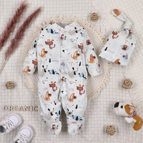 Pajacyk z bawełny organicznej Psiaki Nini druk