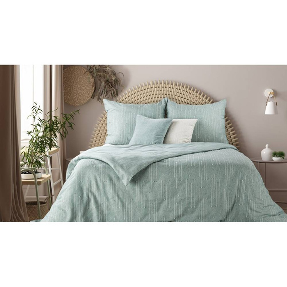 Pościel z ozdobnymi przeszyciami Montenegro 8 Eurofirany jasnozielony