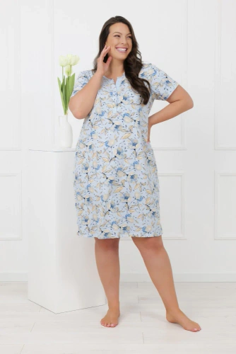 Bawełniana koszula nocna CELOZJA Italian Fashion krótki rękaw z napami