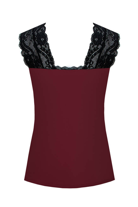Margot Mix&Match Koszulka Piżamowa Koronka Nipplex - burgund