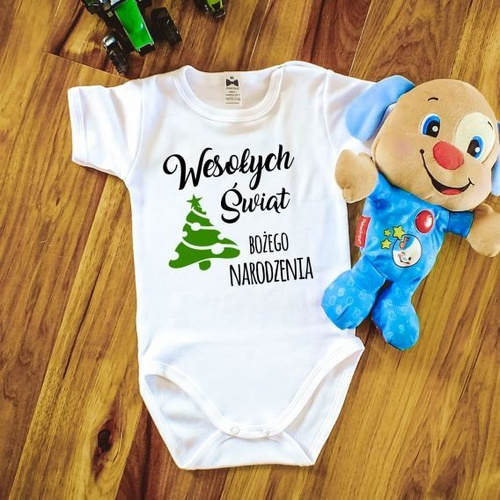 Body krótki rękaw "Wesołych Świąt BOŻEGO NARODZENIA" Moocha czarny