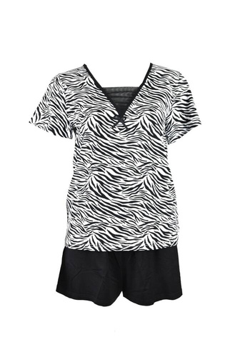 Piżama damska 47 Savannah Forex biały-czarny