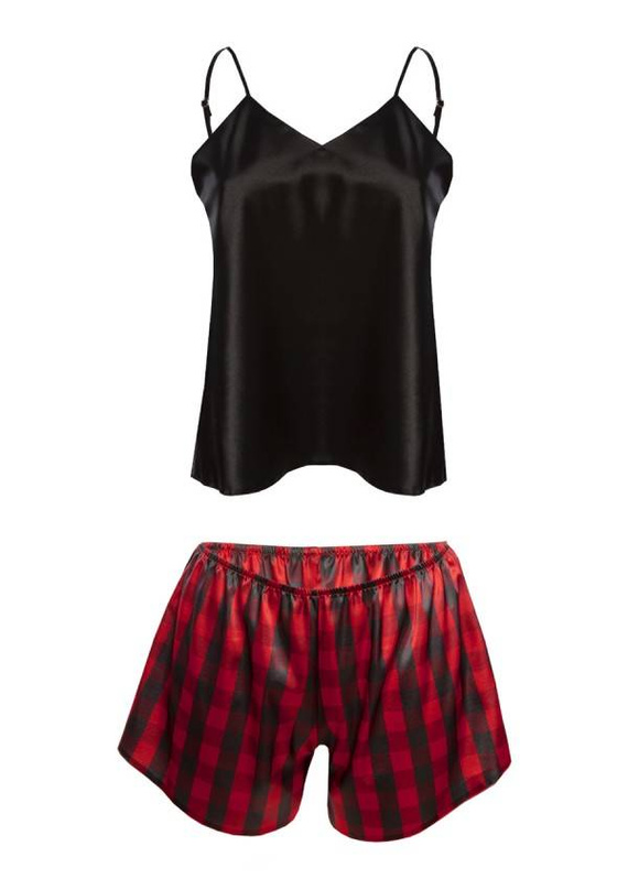 Piżama Damska Satynowa DK-KK DKaren - czarny 017