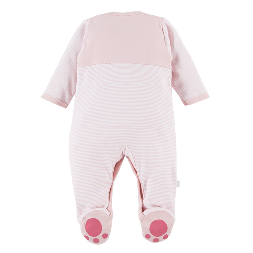 Pajac niemowlęcy ze stópkami Big Bear Eevi - różowy paski