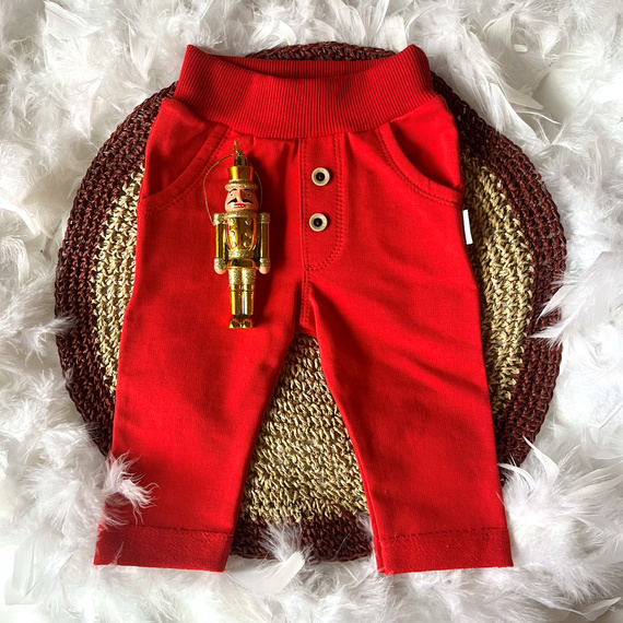 Czerwone Spodnie Dresowe dla Dzieci Mamatti SM014 Merry Christmas – Bawełna