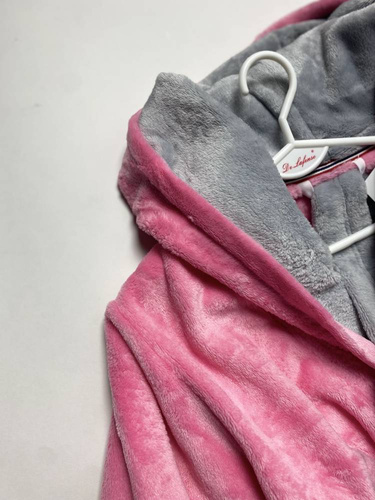 Krótki Szlafrok damski 627 Soraya Forex - róż / jasny szary