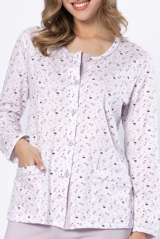 Damska piżama Leveza 1637 Danuta liliowy– bawełniana, z długim rękawem i guzikami