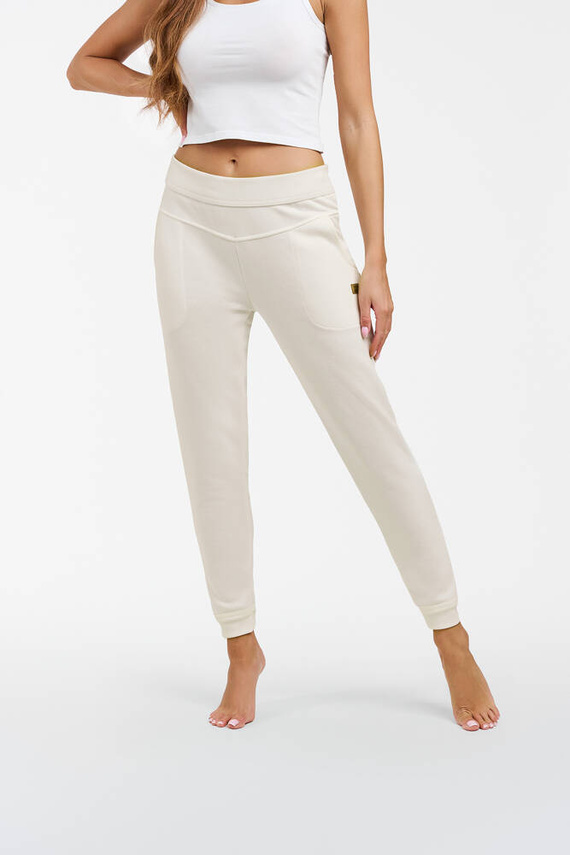 Eleganckie spodnie dresowe Roma Italian Fashion - ecru