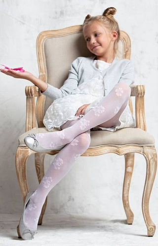 Rajstopy dziewczęce ażurowe RAM-012 Yo! - 43 biały kokardki