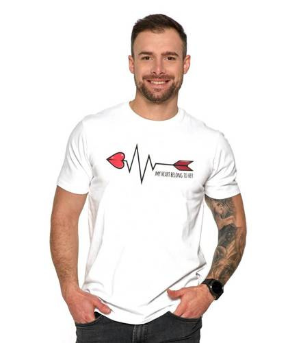 T-shirt męski walentynkowy OTS1200-523 Moraj - biały