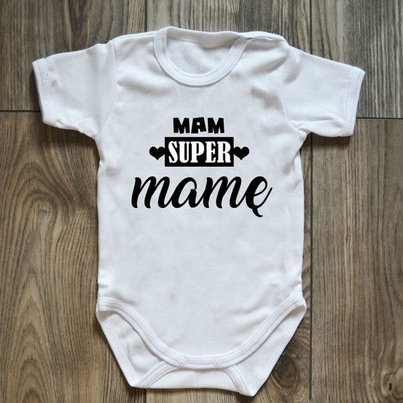 Body krótki rękaw "mam SUPER mamę" Moocha czarne