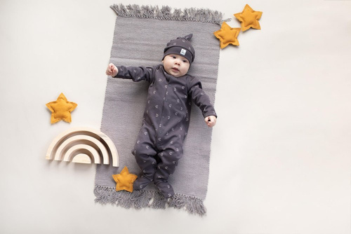 Pajac niemowlęcy "Dreamer" Pinokio - grafit druk 