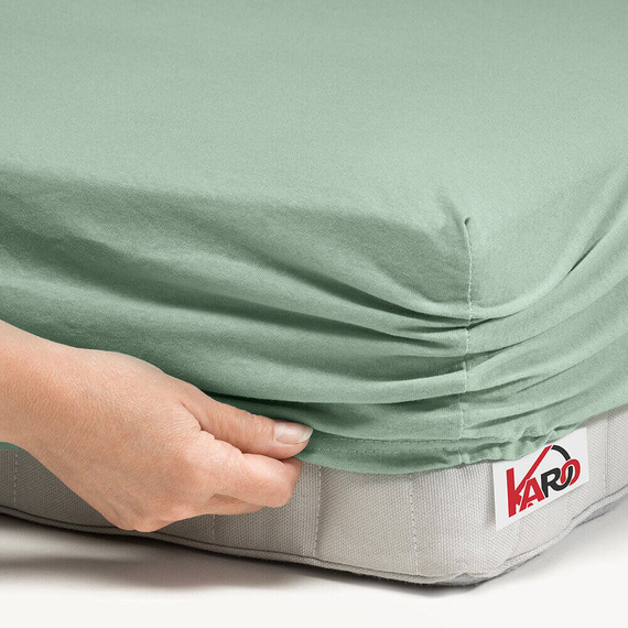 Prześcieradło Jersey z gumką KARO - morelowy