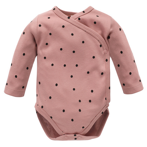 Kopertowe body z długim rękawem Tres Bien Pinokio - róż groszki