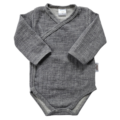 Body muślinowe Just Muslin Makoma navy– kopertowe, długi rękaw, naturalna bawełna