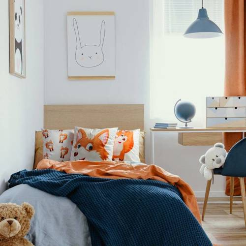 Poszewka dziecięca Kids 9A Design91 biały/pomarańczowy