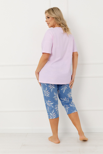 Bawełniana piżama damska ERULA Italian Fashion krótki rękaw 3/4- rózowa