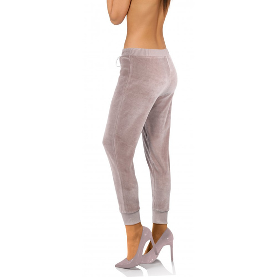 Spodnie dresowe damskie Welur Sesto Senzo brudny róż