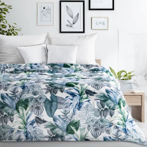 Koc narzuta liście Davos 2 Eurofirany zielony srebrny