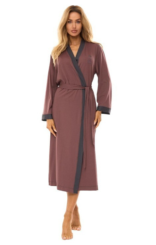 Długi Szlafrok Damski 2505 L&L śliwka