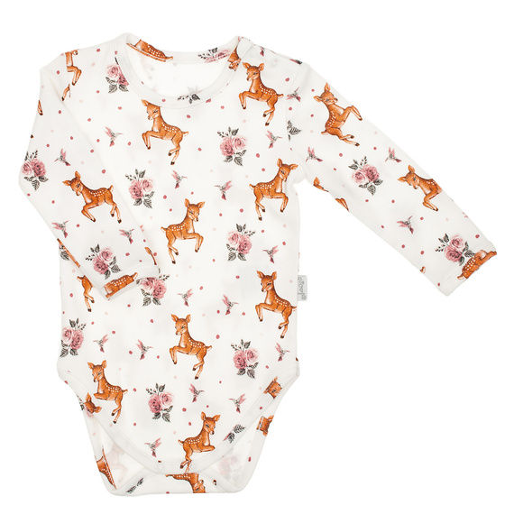 Body niemowlęce 216095 Lala Nicol – bawełna, długi rękaw, wzór jelonki