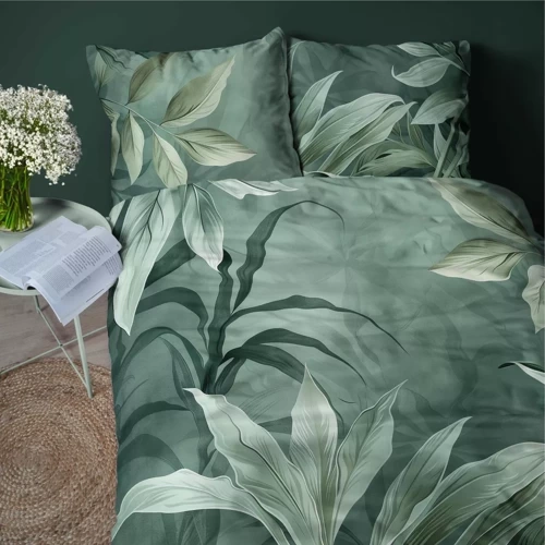 Pościel z mikrofibry 5310 A liście Detexpol zielony