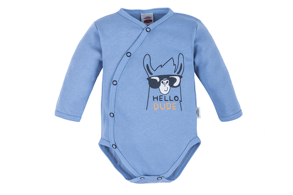 Body baby z długim rękawem "Hello Dude" Makoma niebieski
