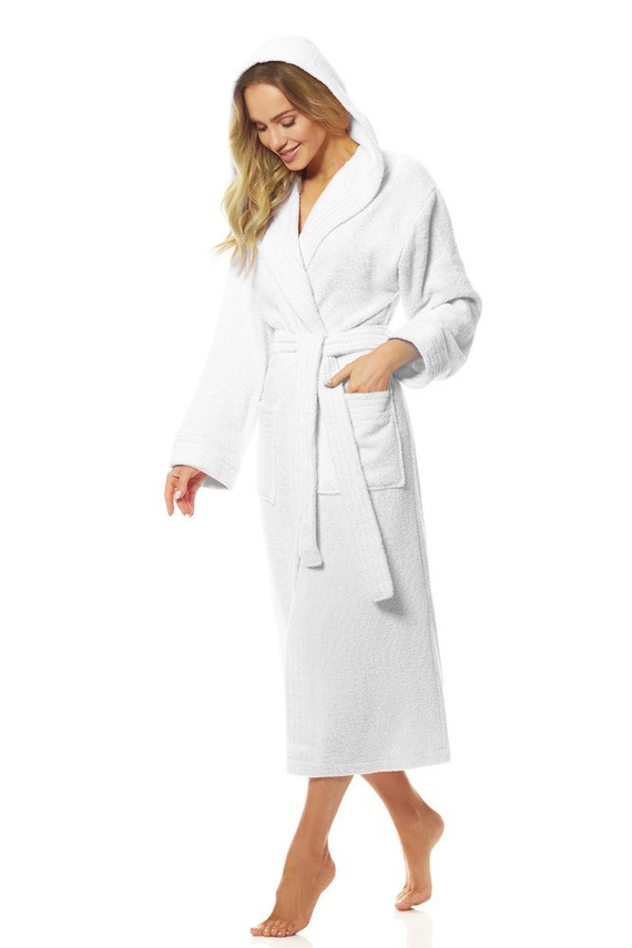 Długi Szlafrok Damski Frotte 2102 L&L - biały 