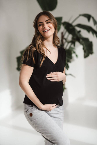 Bluzka ciążowa i do karmienia z krótkim rękawem Two Ways Milk&Love czarny 