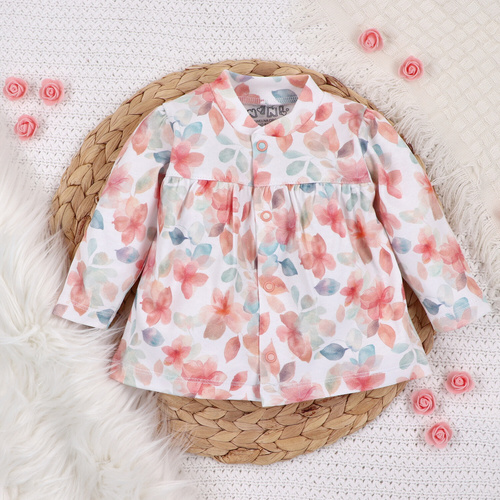 Kaftanik niemowlęcy z bawełny organicznej Kolorowe kwiatki Nini druk