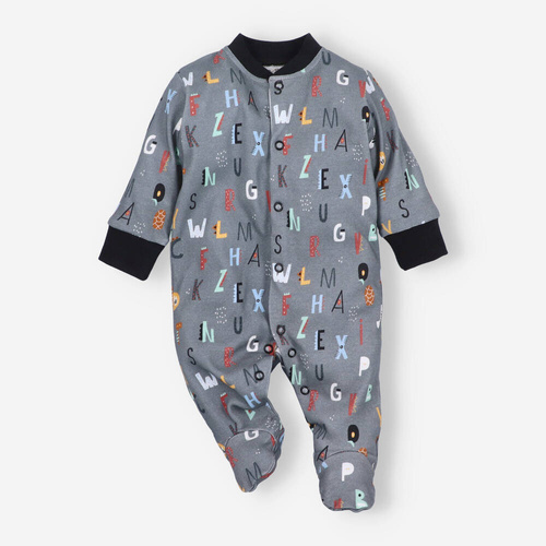 Pajacyk z bawełny organicznej Alfabet Nini czarny