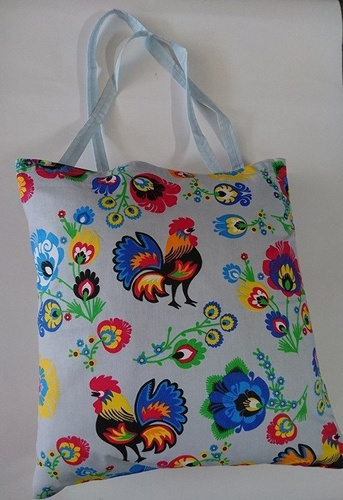 Torba bawełniana na zakupy Kwiatki wzór serwetki szary